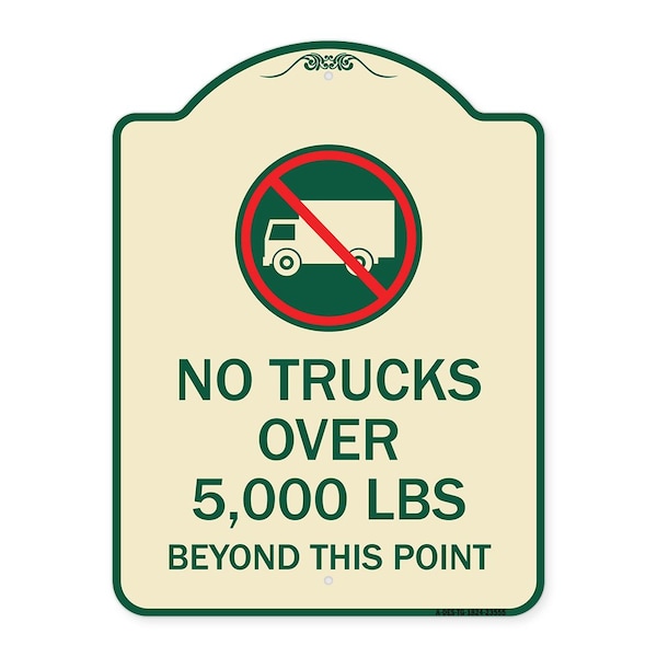 Signmission No Trucks Over Beyond This Point W/ Graphic Heavy-Gauge Aluminum Sign, 24" x 18", TG-1824-23555 A-DES-TG-1824-23555 - main